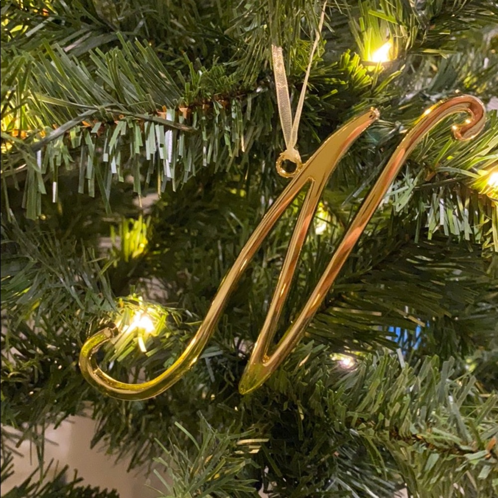 Gold Script “N” Ornament